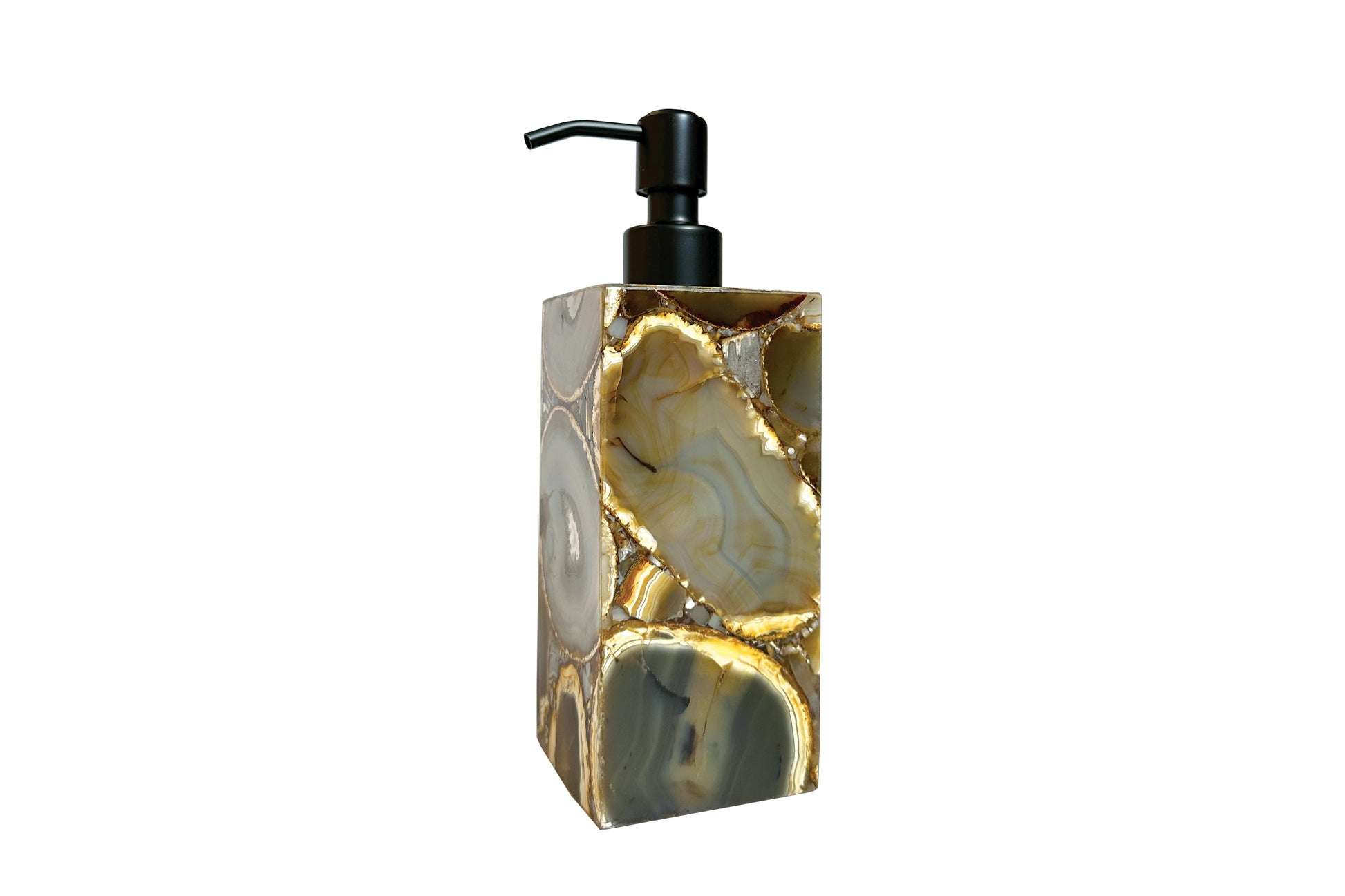 Natural Agate Lotion Pump with black top