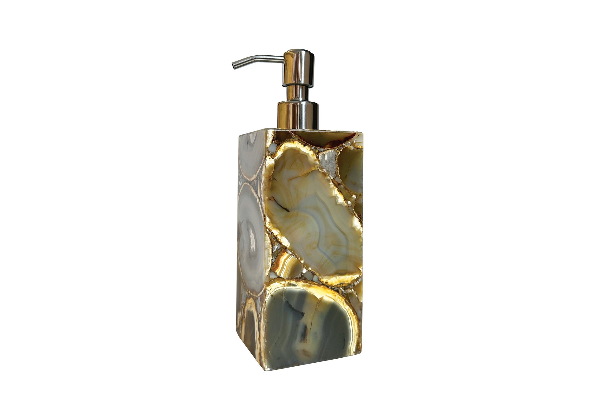 Natural Agate Lotion Pump with polished silver top