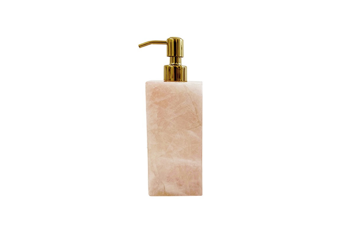 Rose Quartz Lotion Pump Gold top