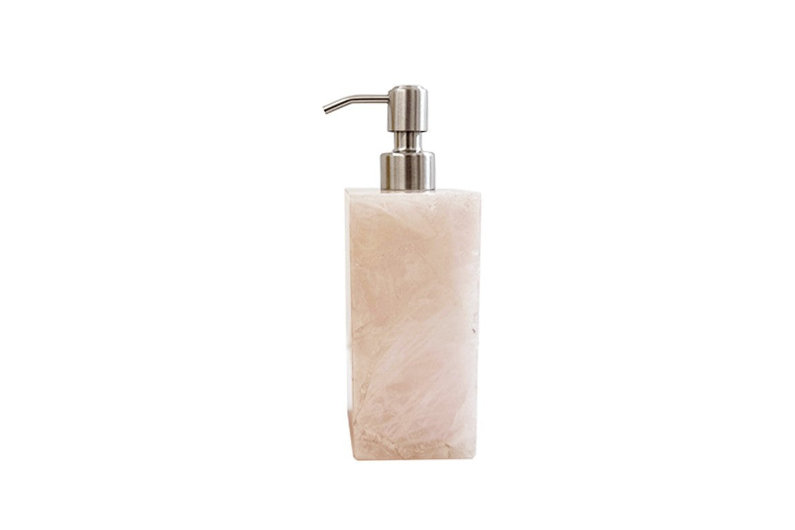 Rose Quartz Lotion Pump Silver top