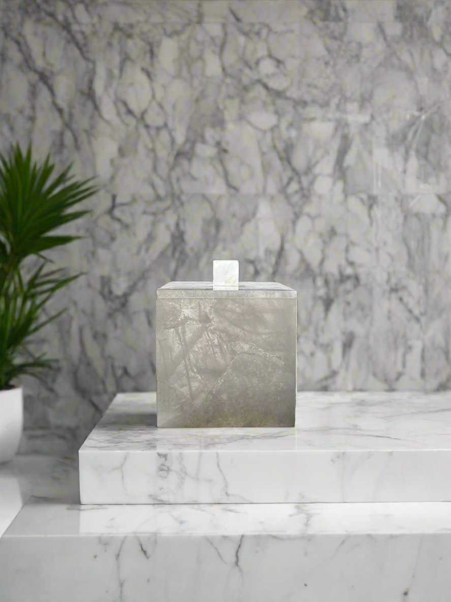 gemstone snow quartz square container