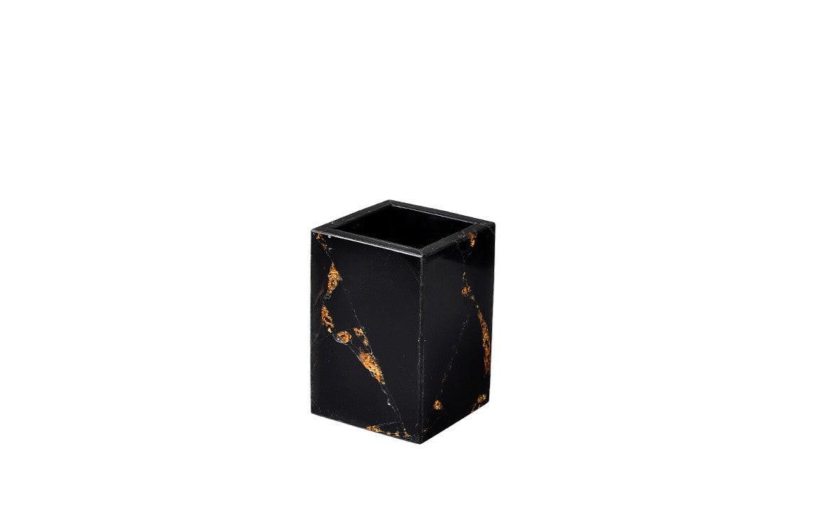 Black Obsidian with Gold Leaf Brush Holder