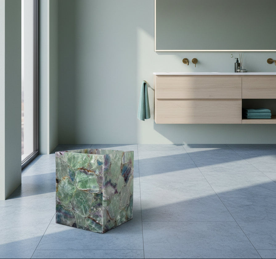 taj gemstone fluorite green wastebasket