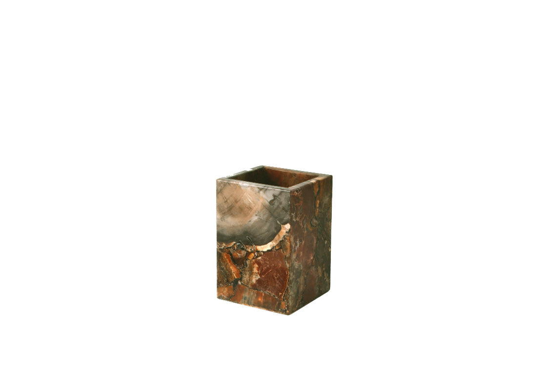 Brown Petrified Wood Brush Holder