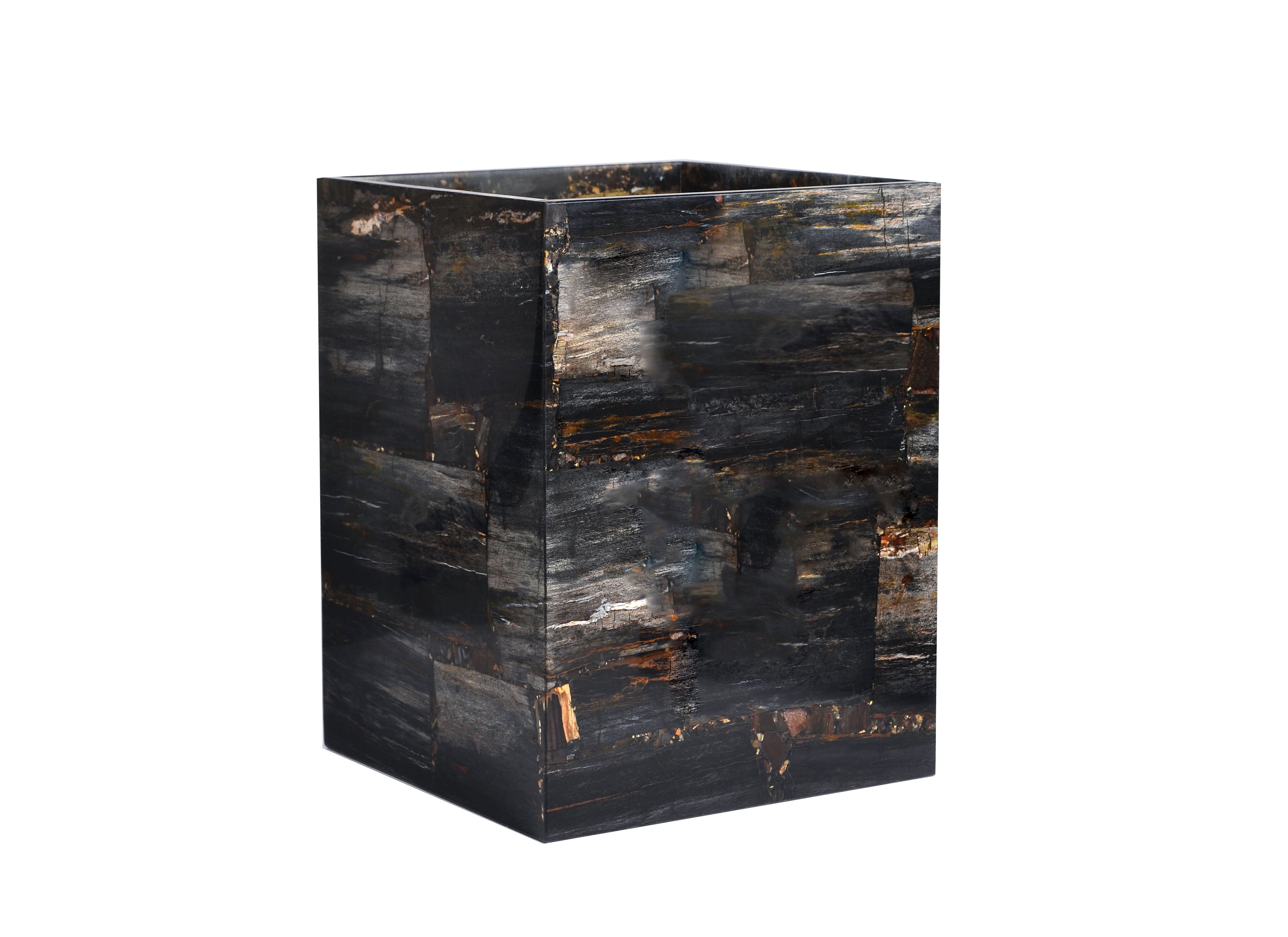 Noir Petrified Wood Waste bin