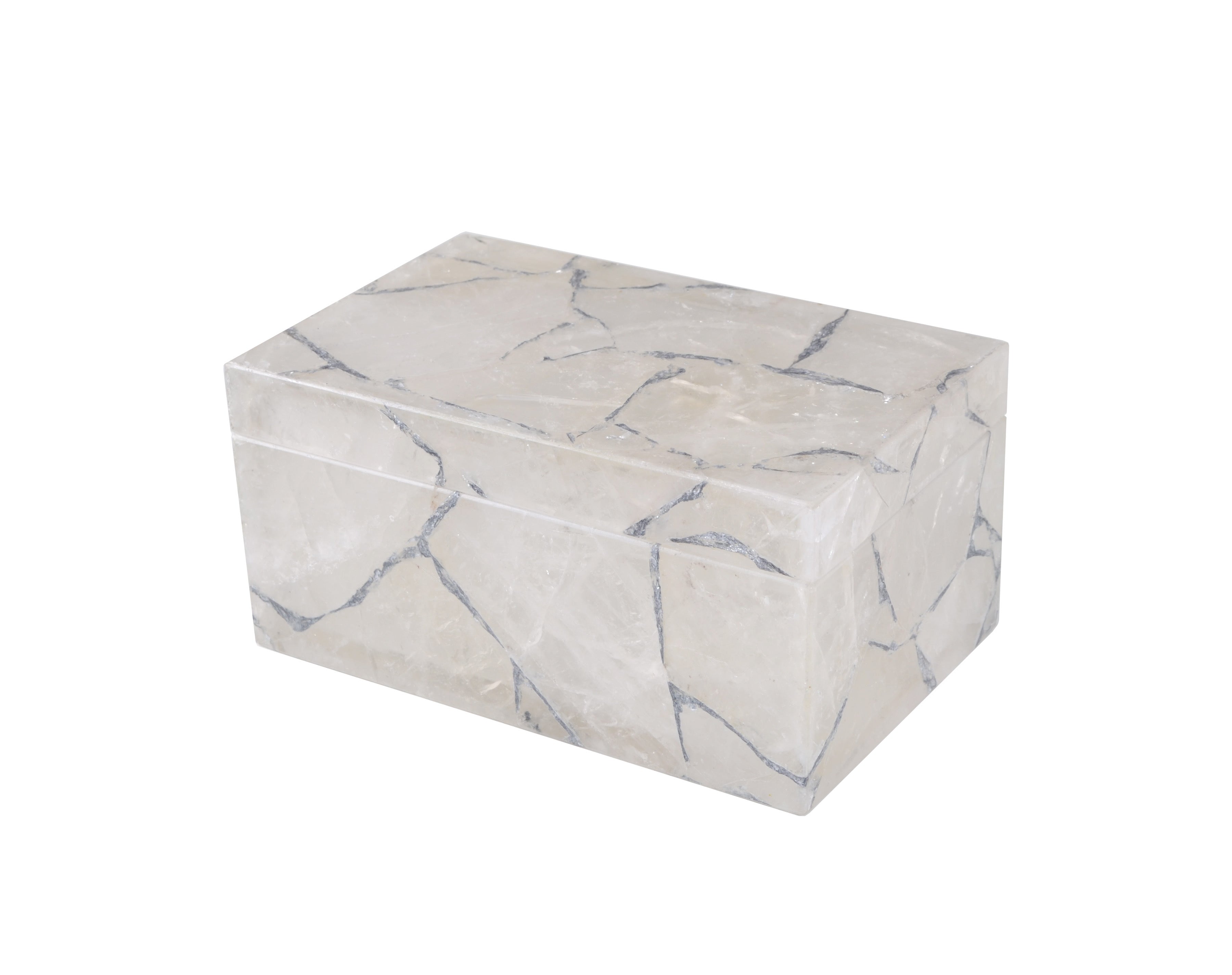 Gemstone Rock Crystal with silver foil Accessory Box