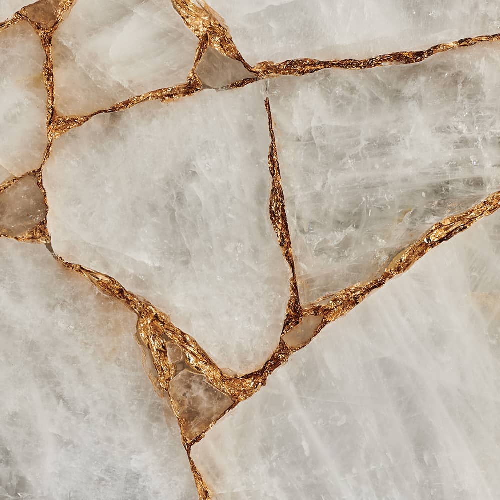 Rock Crystal with Gold foil close up