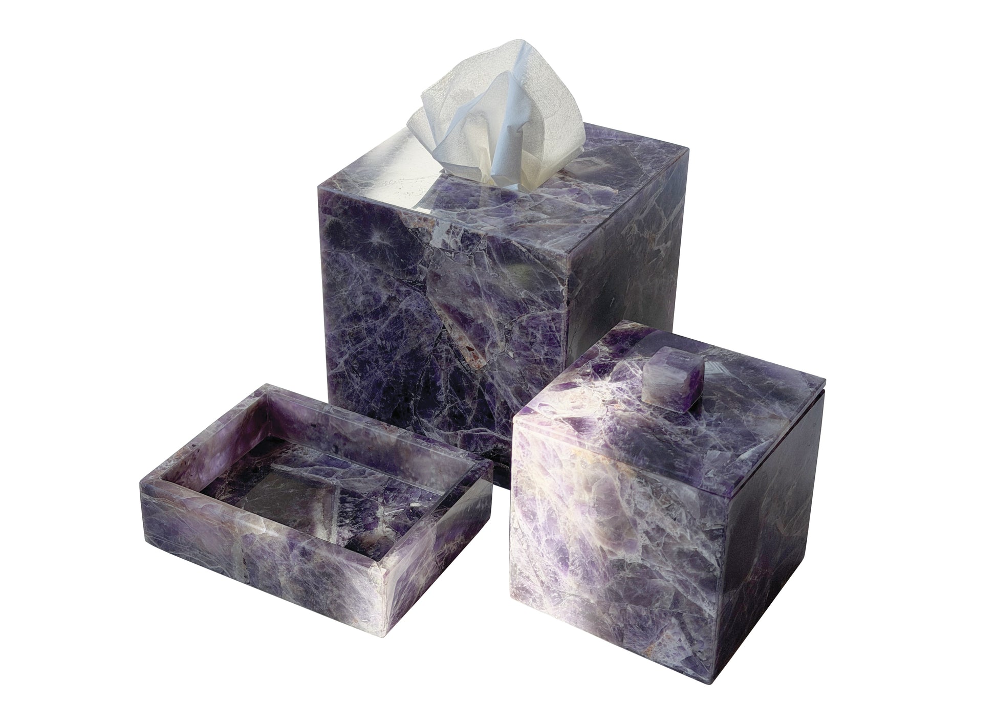 Amethyst gemstone accessories for home and bath