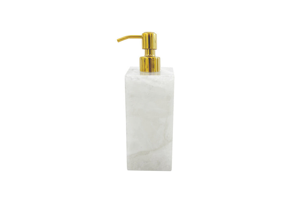 Milky White Quartz Lotion Pump Gold