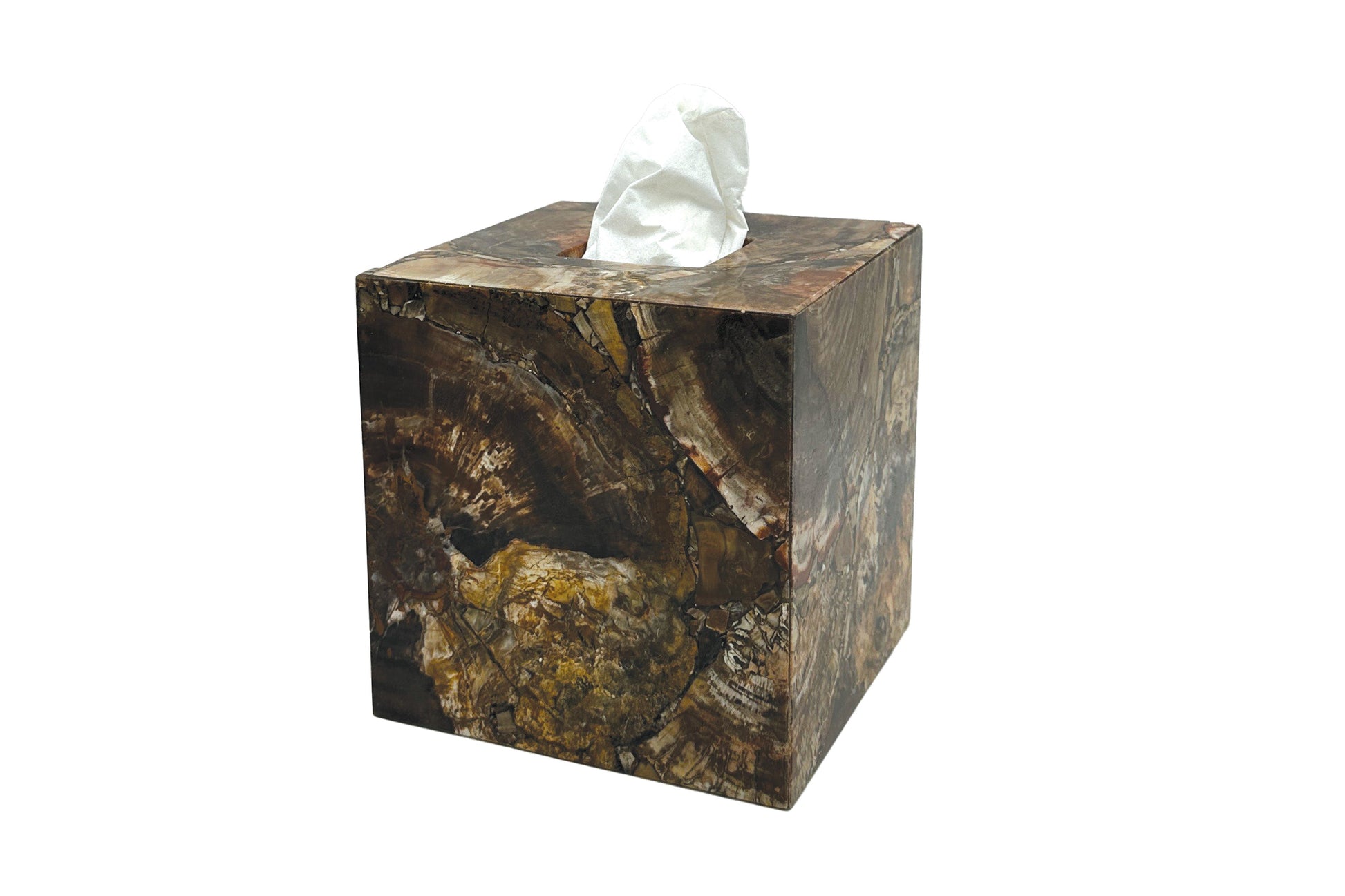 Brown Petrified Wood Tissue Box Cover