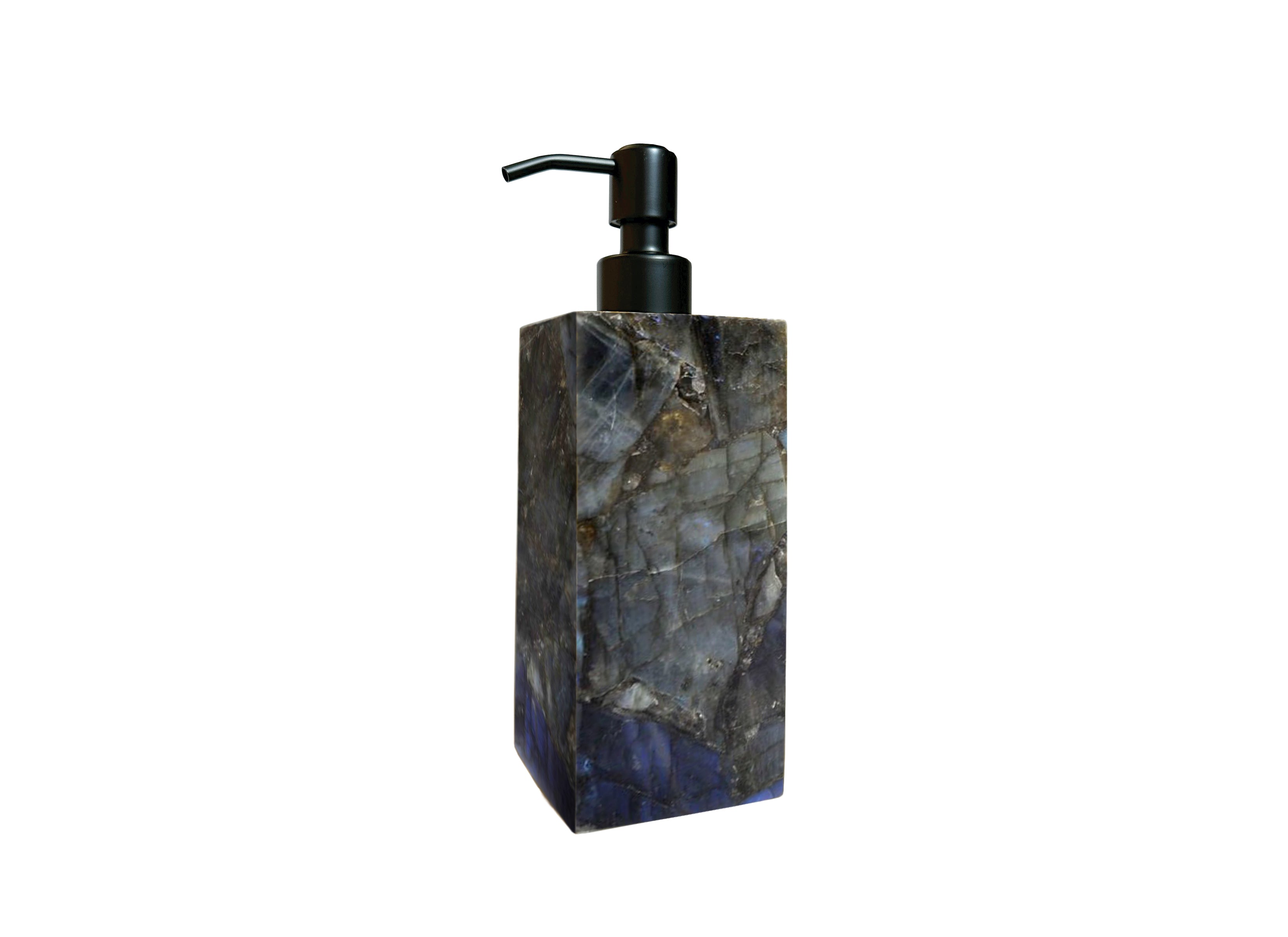 Labradorite Lotion Dispenser Matte Black top
