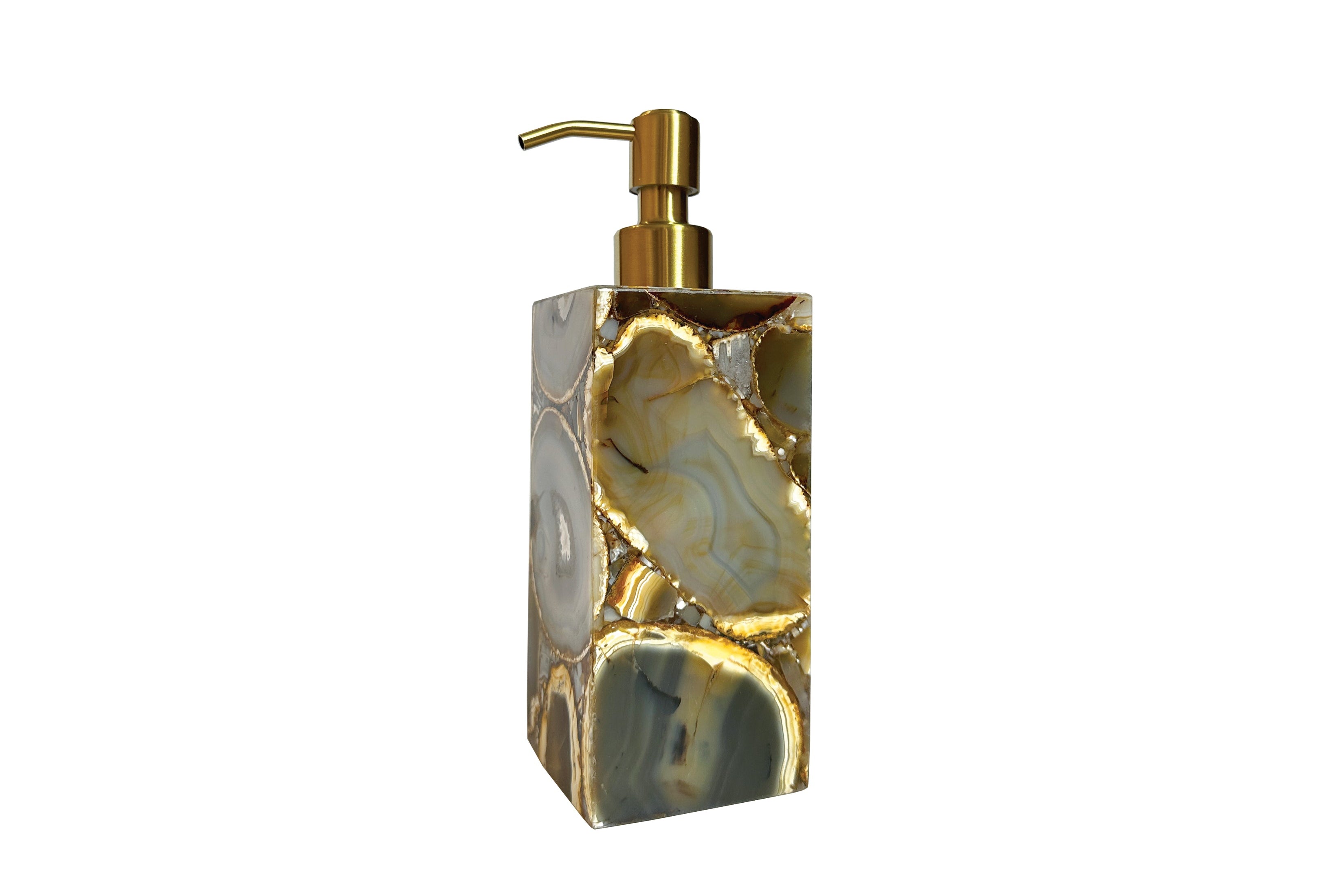 Natural Agate Lotion Pump with brushed gold top