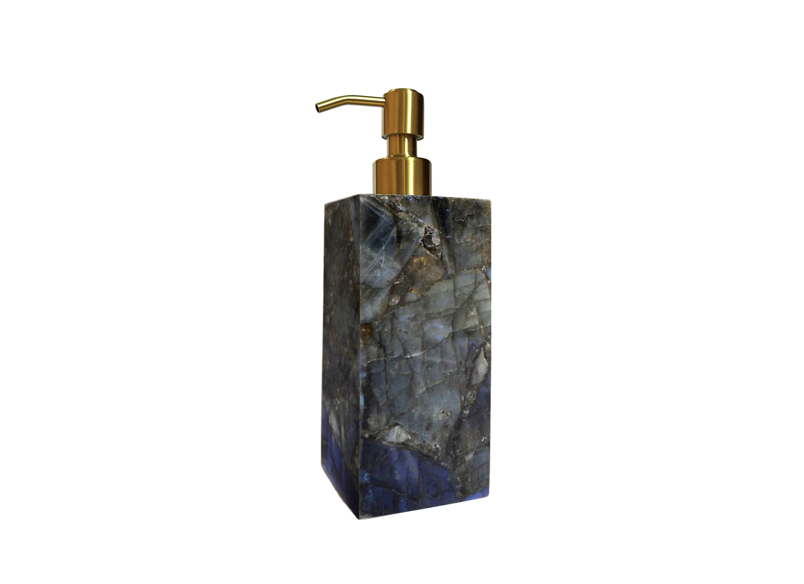 Labradorite Lotion Dispenser Brushed Gold top