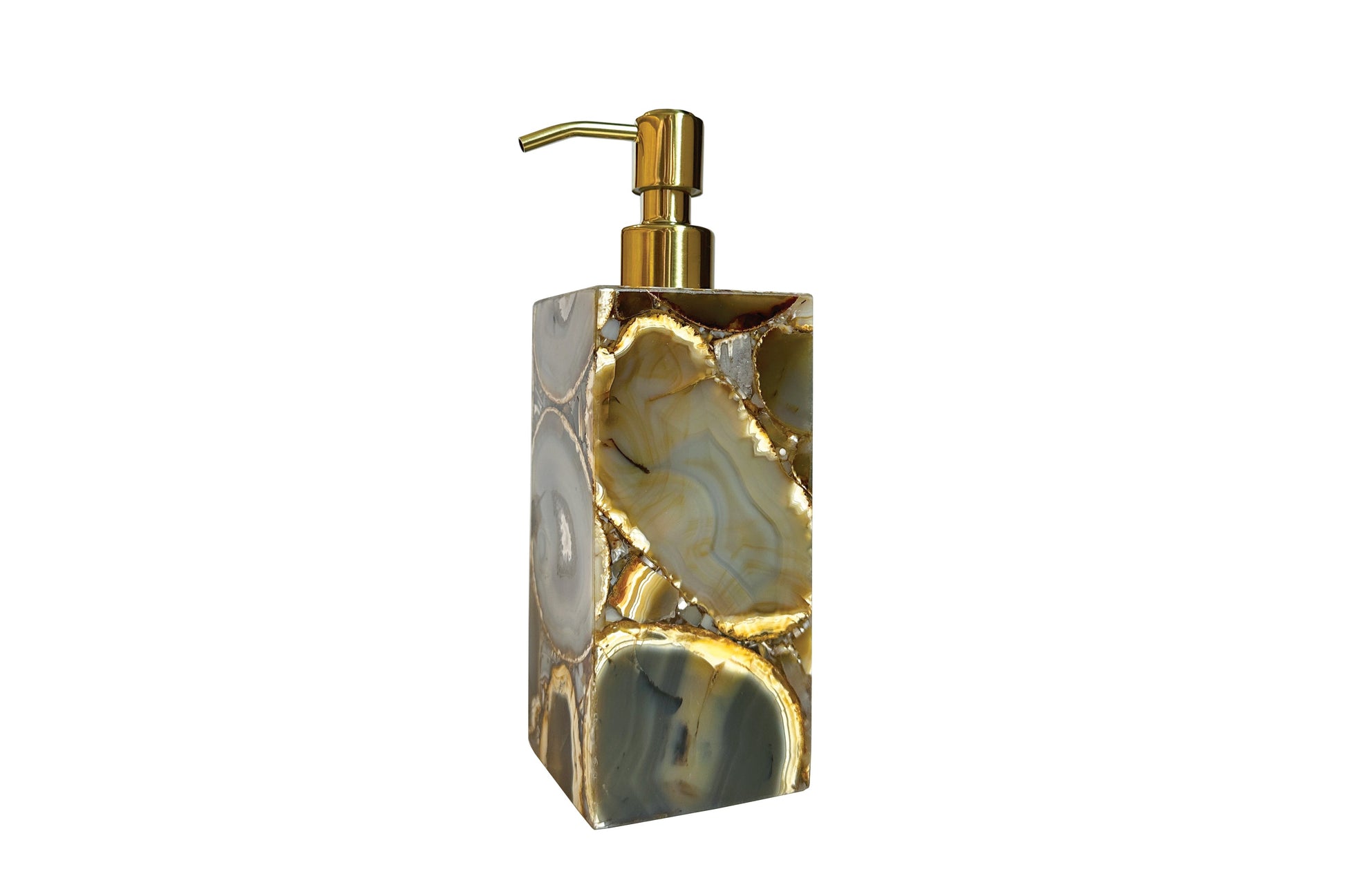 Natural Agate Lotion Pump with polished gold top