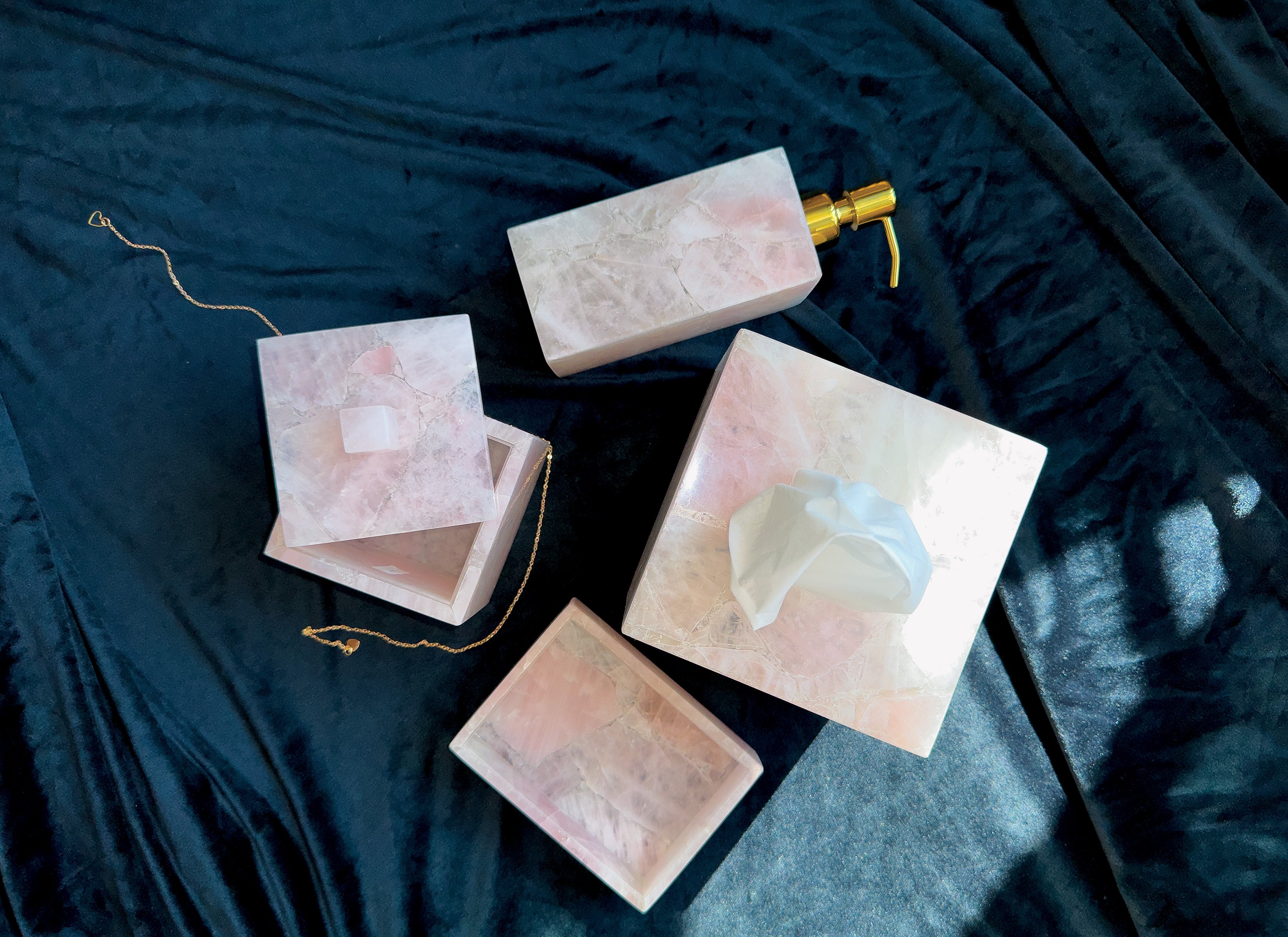 Rose Quartz bath home accessories set