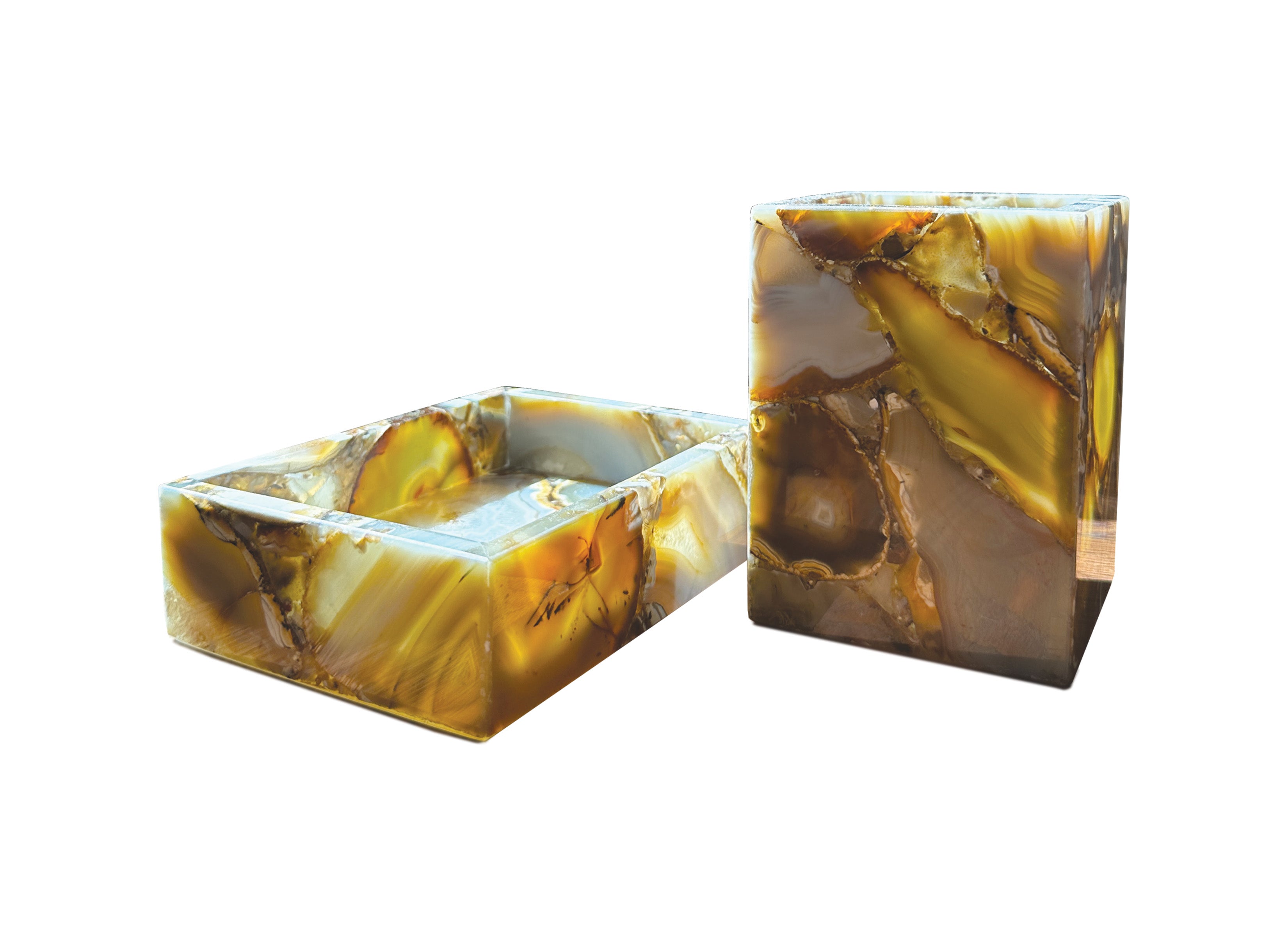 Natural Agate Brush Holder and soap dish