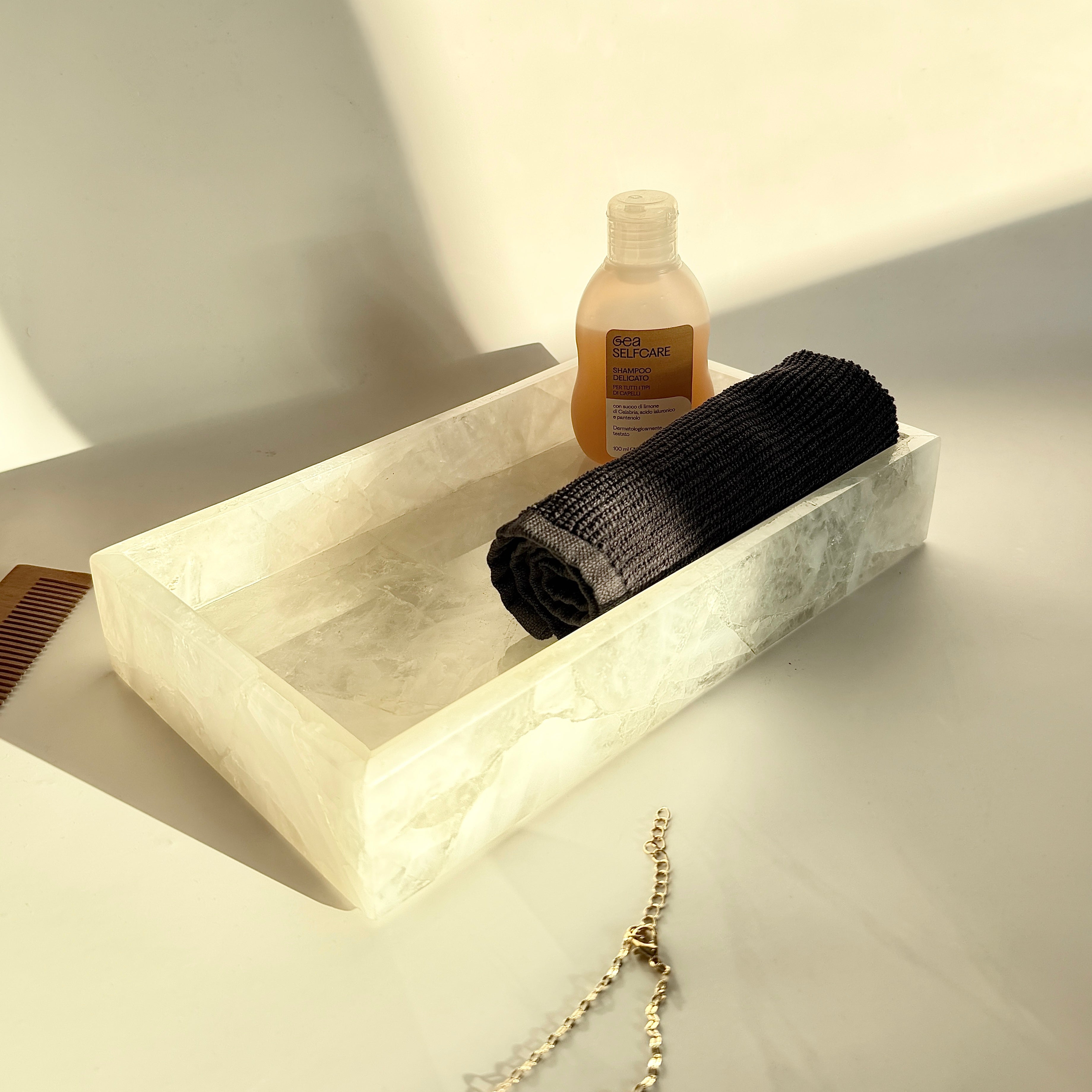 rock crystal milk white quartz tray